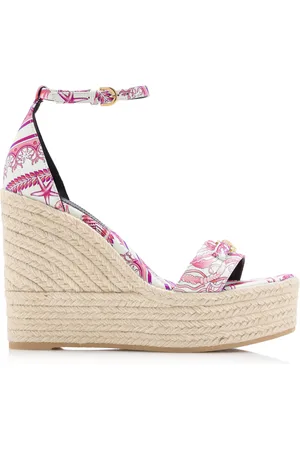 VERSACE La Vacanza Leather Espadrilles Wedge Sandals - - IT 36 - Moda Operandi