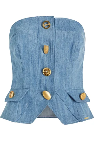 FRANCOISE Exclusive Bijou Buttoned Denim Strapless Vest - - FR 38 - Moda Operandi