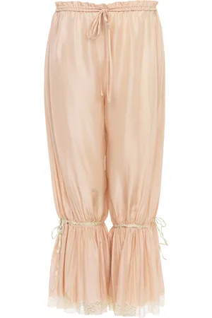 Chloé Lace-Trimmed Silk Plonge Cropped Pants - - FR 40 - Moda Operandi