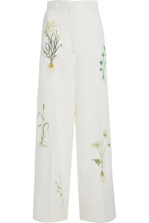 Stella McCartney Embroidered Stretch-Wool Wide-Leg Pants - - IT 40 - Moda Operandi