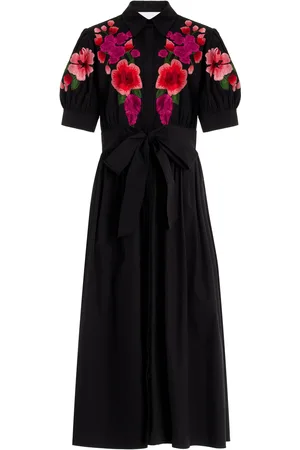 Carolina Herrera Embroidered Cotton-Blend Midi Dress - - US 12 - Moda Operandi