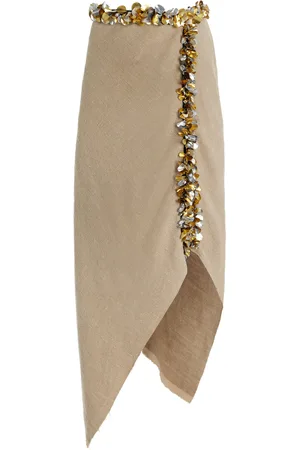 Diotima Darliston Embellished Linen Midi Skirt - - 2 - Moda Operandi