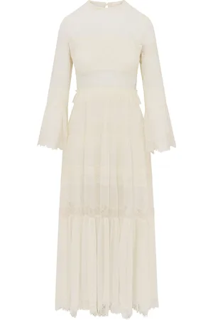 LOVESHACKFANCY Rosney Lace-Paneled Chiffon Maxi Dress - - US 0 - Moda Operandi