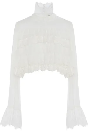 Chloé Cropped Tiered Lace Top - - FR 38 - Moda Operandi