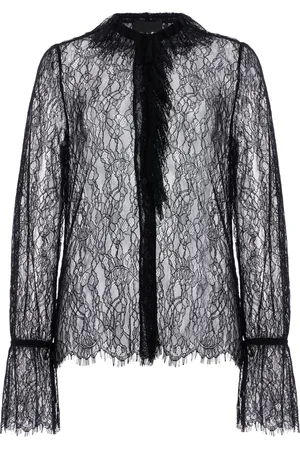 NILI LOTAN Cecily Ruffled Chantilly Lace Top - - XS - Moda Operandi