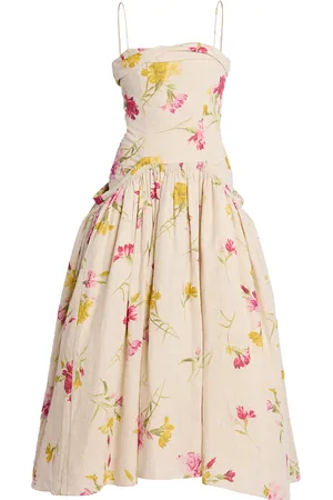 Erdem Full-Skirt Linen Midi Dress - - UK 6 - Moda Operandi