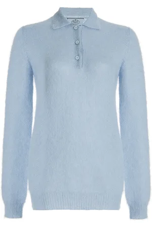 Prada Mohair-Blend Knit Polo Top - - IT 38 - Moda Operandi