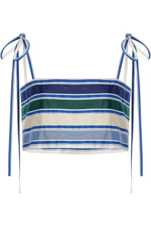 Rosie Assoulin Easy Ribbon-Tie Cropped Striped Cotton Top - - US 2 - Moda Operandi