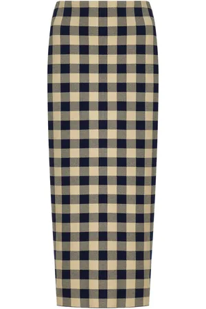 High Petra Gingham Stretch-Cotton Knit Midi Skirt - - XL - Moda Operandi