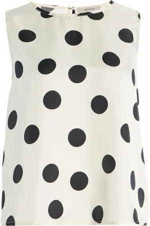 ASCENO Exclusive Riviera Sofia Polka-Dot Silk-Twill Top - Black/white - S - Moda Operandi