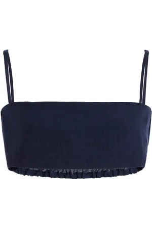 Matthew Bruch Structured Bandeau Linen Crop Top - - S - Moda Operandi