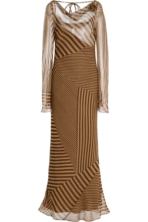 De La Vali Gracia Striped Silk-Chiffon Midi Dress - - UK 4 - Moda Operandi