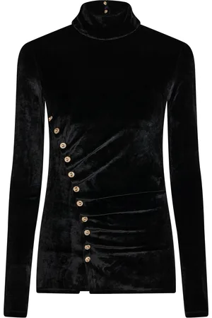 Paco rabanne Gathered Velvet Turtleneck Top - - FR 38 - Moda Operandi