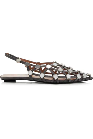 The Attico Grid Embellished Suede Slingback Flats - - IT 37 - Moda Operandi