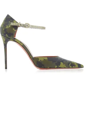 Amina Muaddi Usrina Crystal-Embellished Camouflage-Satin Pumps - - IT 41 - Moda Operandi