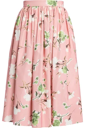 Erdem Floral Cotton-Blend Gathered Midi Skirt - - UK 8 - Moda Operandi