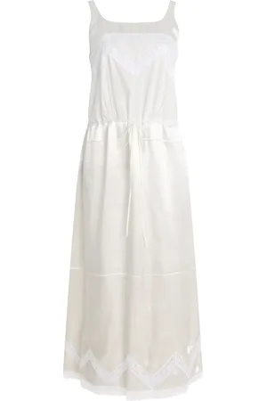 Prada Lace-Detailed Satin Midi Batiste Dress - - IT 40 - Moda Operandi