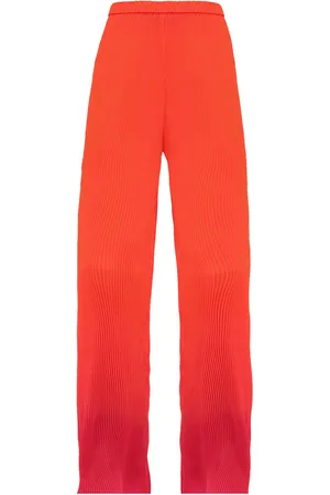 Andrea Iyamah Atti Plissé Satin Straight-Leg Pants - - XS - Moda Operandi