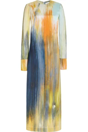 Oscar de la Renta Printed Satin Midi Dress - - US 0 - Moda Operandi