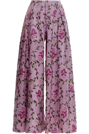 Agua by Agua Bendita Marea Floral Linen Wide-Leg Pants - - S - Moda Operandi