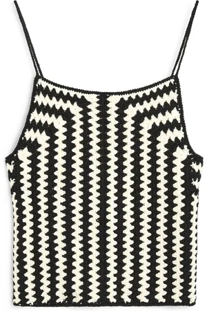 By Malene Birger Doria Crocheted Organic Cotton Tank Top - Black/white - XS - Moda Operandi