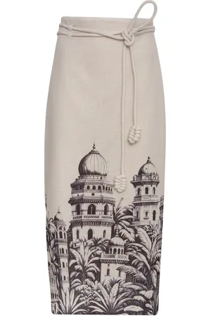 Andres Otalora Mohabbat Belted Linen Midi Skirt - - XS - Moda Operandi
