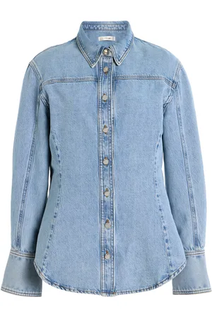Frame The Curved Denim Shirt - - S - Moda Operandi