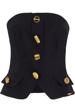 FRANCOISE Exclusive Bijou Buttoned Cotton Gabardine Strapless Vest - - FR 34 - Moda Operandi