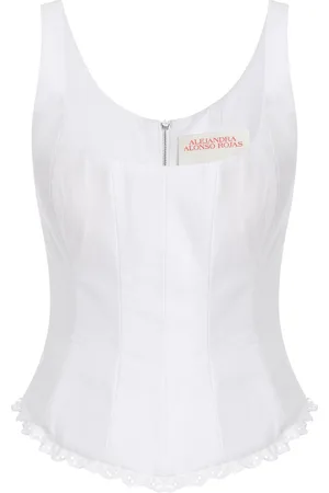 Alejandra Alonso Rojas Cotton Broderie Corset Top - - US 4 - Moda Operandi