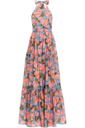 Agua by Agua Bendita Naranja Tiered Printed Cotton Poplin Maxi Dress - - S - Moda Operandi