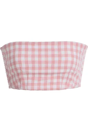 POSSE Exclusive Riviera Paige Gingham Linen Crop Top - - XXS - Moda Operandi