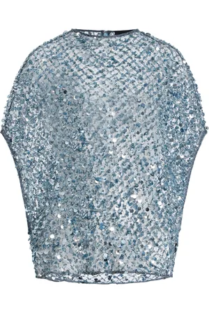 LAPOINTE Sequined Net-Mesh Cape T-Shirt - - XS - Moda Operandi