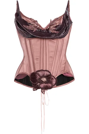 Wiederhoeft Exclusive Salon Embellished Silk Satin Corset Top - - US 0 - Moda Operandi