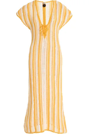 Akoia Swim Exclusive Riviera Striped Cotton-Crochet Midi Dress - - S - Moda Operandi