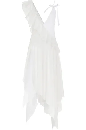 FRANCOISE Exclusive Carine Asymmetric Ruffled Lace Midi Dress - - FR 40 - Moda Operandi