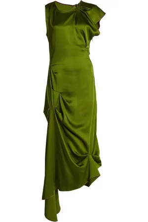 Victoria Beckham Exclusive Gathered Satin Midi Dress - - UK 6 - Moda Operandi