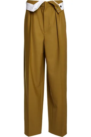 Victoria Beckham Double-Waistband Wool Wide-Leg Pants - - UK 8 - Moda Operandi
