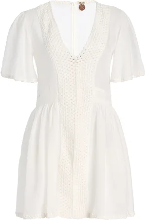 Akoia Swim Exclusive Riviera Embroidered Cotton-Blend Mini Dress - - XS - Moda Operandi