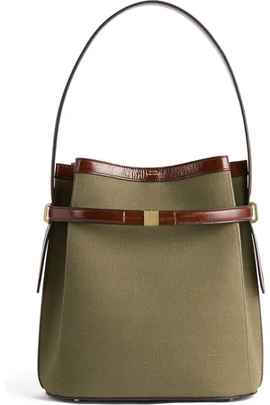 Totême Belted Leather-Trimmed Canvas Bucket Bag - - OS - Moda Operandi