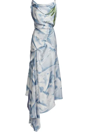 Victoria Beckham Draped Printed Midi Dress - - UK 8 - Moda Operandi