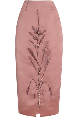 Wiederhoeft Exclusive Embellished Silk Satin Midi Skirt - - US 4 - Moda Operandi