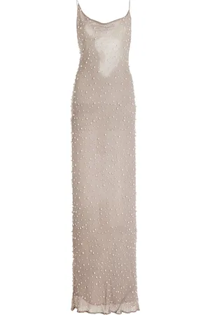 Albus Lumen Bead-Embellished Silk Maxi Dress - - AU 8 - Moda Operandi
