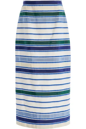 Rosie Assoulin Striped Cotton Midi Skirt - - US 4 - Moda Operandi