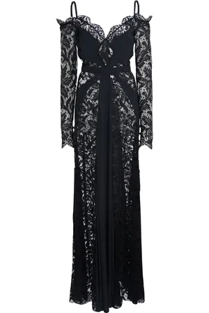 Zuhair Murad Lace V-Neck Long Sleeved Gown - - FR 34 - Moda Operandi