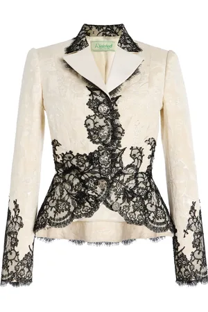 Wiederhoeft Nipped Salon Lace-Trimmed Brocade Blazer - - US 2 - Moda Operandi