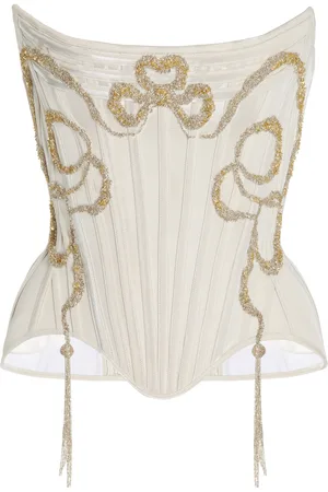 Wiederhoeft Exclusive Embellished Metallic Cotton-Silk Corset Top - - US 4 - Moda Operandi