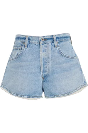 Citizens of Humanity Abita Curved-Hem Denim Shorts - - 32 - Moda Operandi