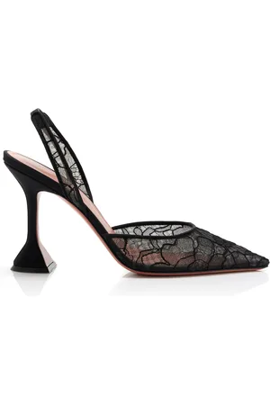 Amina Muaddi Holli Lace Slingback Pumps - - IT 36 - Moda Operandi