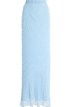 Albus Lumen Pearl-Beaded Silk Maxi Skirt - - AU 10 - Moda Operandi