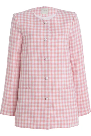 POSSE Exclusive Riviera Rio Checked Linen Jacket - - XS - Moda Operandi